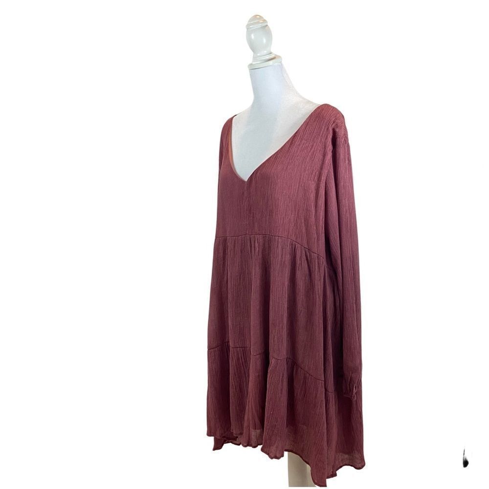 A‎ Beautiful Soul Brand Dusty Rose Gauzy V Neck Long Sleeved Mini Dress 14/16